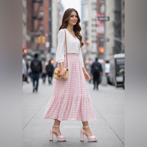 Dolce Vita Byrdie Golf Pink Gingham Platform Heels | 90s Style | Size 8.5 NWB - Picture 3 of 15